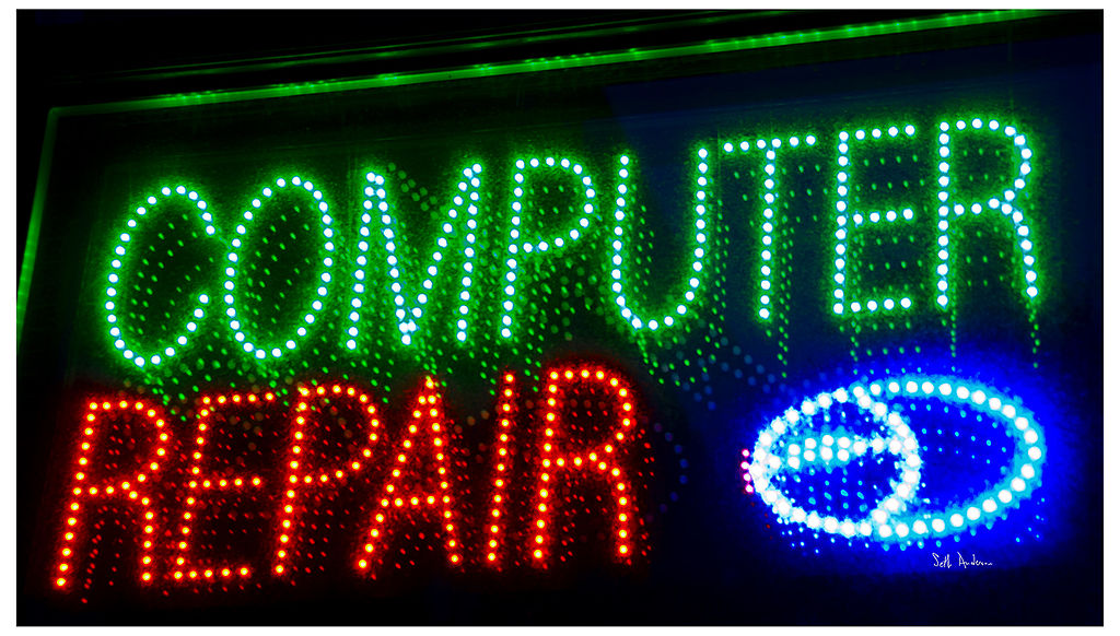 computer repair LED sign